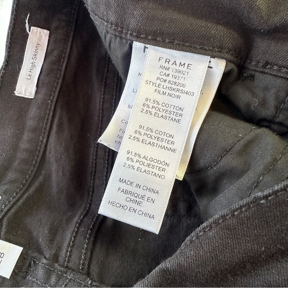 Frame Le High Skinny Black Raw Hem in Film Noir Size 28 - Picture 7 of 10
